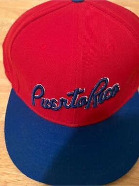 Vintage Puerto Rico Red Blue Fitted Stall & Dean Hat Cap Size 7 5/8